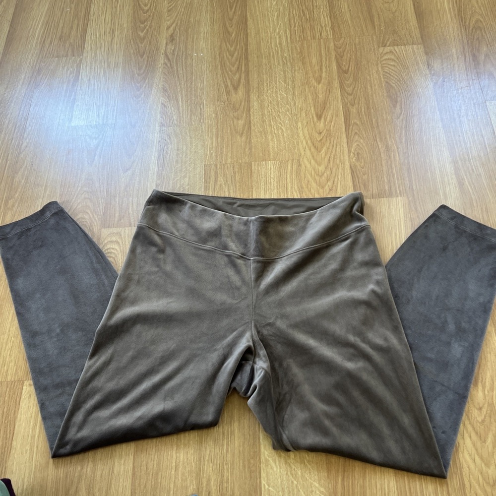 Pure Jill Lounge Pants Size 2X High Waisted Velour Brown Cozy Comfy Leggings - Picture 12 of 14
